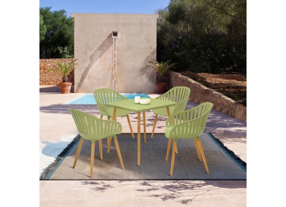 Armen Living Nassau Outdoor 5 Piece Sage Eucalyptus Dining Set