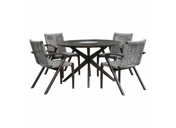 Oasis and Brielle 5 Piece Dark/Light Eucalyptus and Stone Outdoor Patio Dining Set 