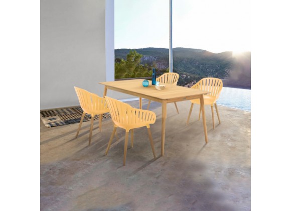 Armen Living Nassau 5 piece Outdoor Dining Set In Natural Wood Finish Table And Arm Chairs