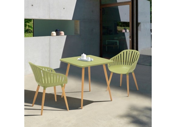Armen Living Nassau Outdoor 3 Piece Sage Eucalyptus Dining Set