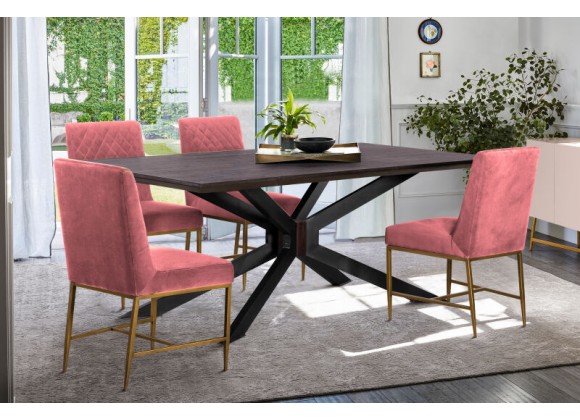 Armen Living Pirate and Pink Velvet Memphis 5 Piece Modern Dining Set