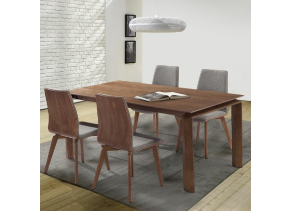 Armen Living Parker Mid-Century Walnut Wood 5 Piece Dining Set 