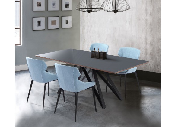 Kenna Contemporary Grey Glass 5 Piece Metal Dining Set