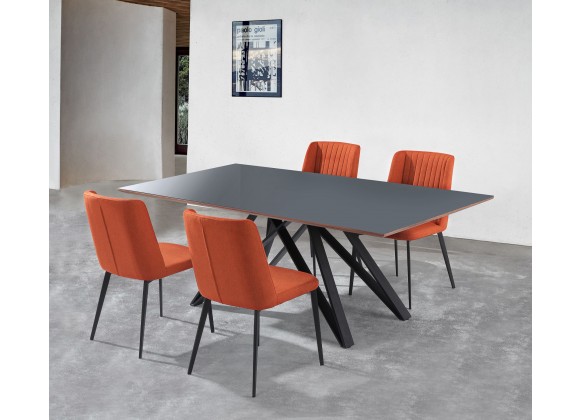 Maine Contemporary Grey Glass 5 Piece Metal Dining Set