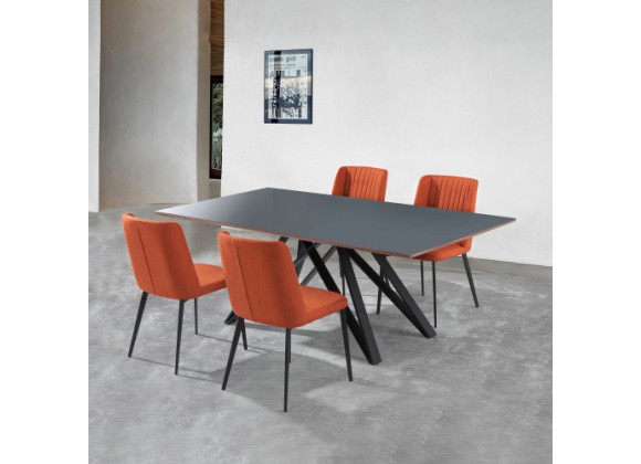 Armen Living Maine Contemporary Gray Glass 5 Piece Metal Dining Set