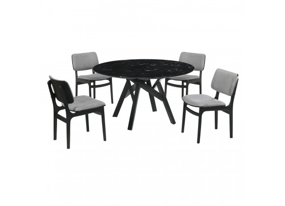 Venus Lima 5 Piece Black Dining Set