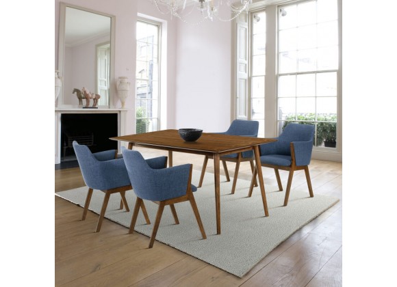 Armen Living Westmont and Renzo Walnut 5 Piece Dining Set Blue