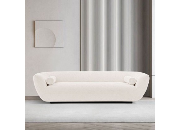 Manhattan Comfort Contemporary Ulka Chenille Sofa with Pillows In Cream
