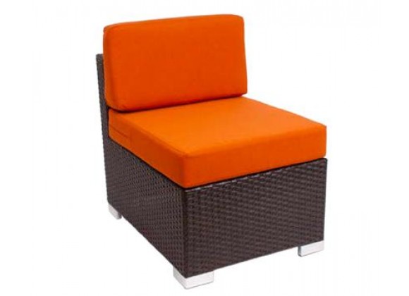 Aruba Armless Middle Sofa Section Java Wicker - No Cushions