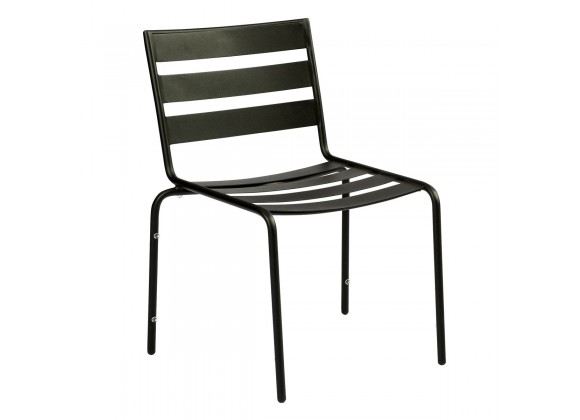 Woodard Café Series Metro Textured Black Dining Side Chair - Stackable