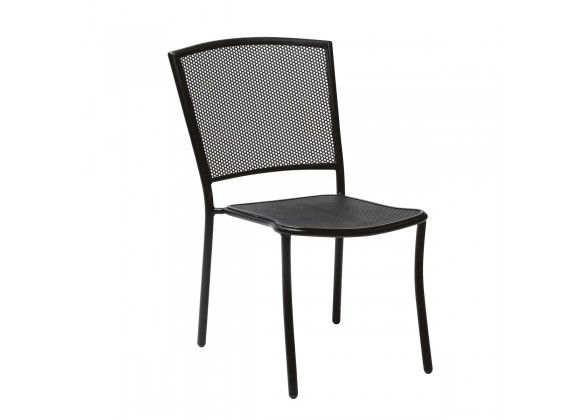 Woodard Café Series Albion Textured Black Side Chair - Stackable