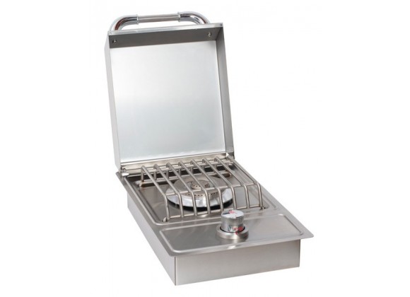 Bull BBQ Single Stainless Steel Sideburner - Drop In - Angled and Open