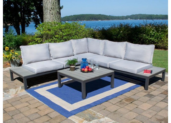 Tortuga Outdoor Lakeview Modern Aluminum 4pc Outdoor Patio Sectional Set