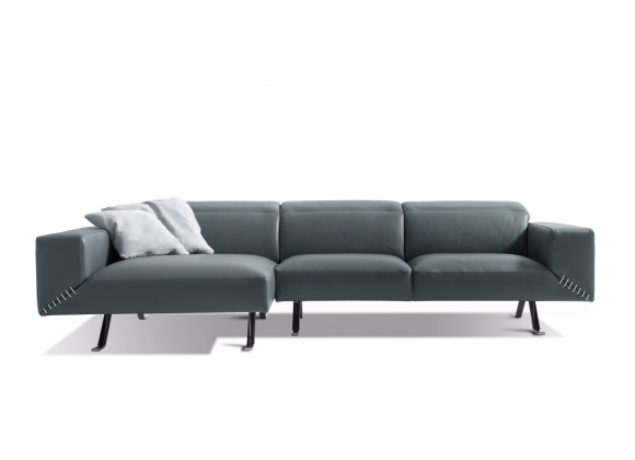 Henry Sectional With Chaise On Left - Front - Grey
