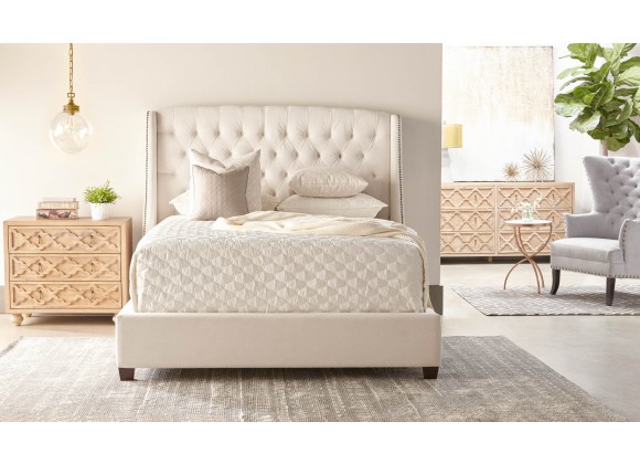 Essentials For Living Sloan Queen Bed in Cream Velvet - Lifestyle 3