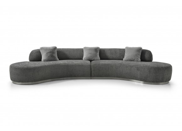 Perla Curved Sofa in Dark Gray- front view