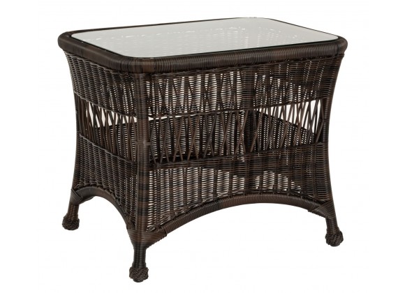 Woodard Sommerwind Side Table with Glass Top in Chocolate