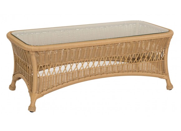 Woodard Sommerwind Coffee Table with Glass Top in Natural