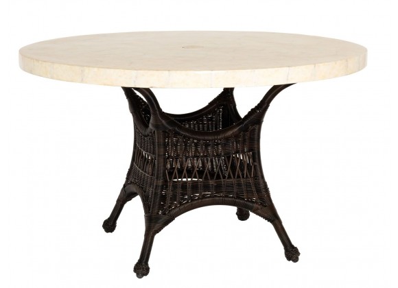 Woodard Sommerwind 48" Round Stone Top Umbrella Table in Chocolate