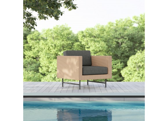 Azzurro Sonoma Club Chair In Matte Charcoal Aluminum And Natural All-Weather Wicker - Lifestyle