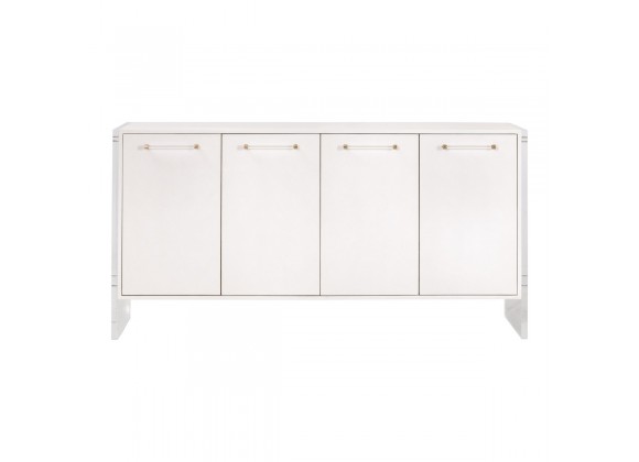 Essentials For Living Sonia Shagreen Media Sideboard - Pearl Shagreen, Lucite, Brushed Brass - Front Angle