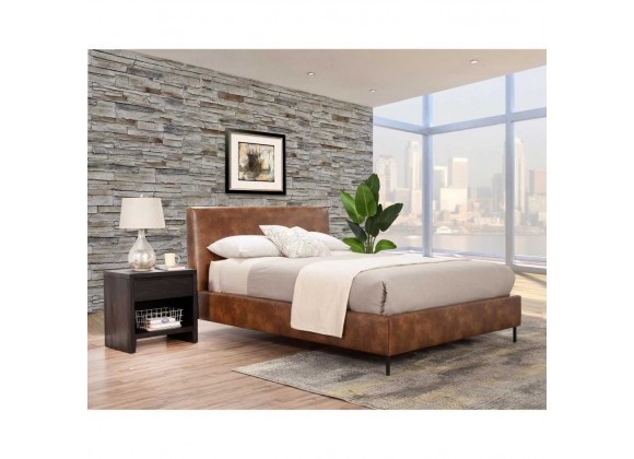 Sophia Full Faux Leather Platform Bed, Brown - Lifestyle 2