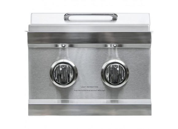 Sole Gourmet Double Built In Side Burner W/Bright White LED Lights SS Front View