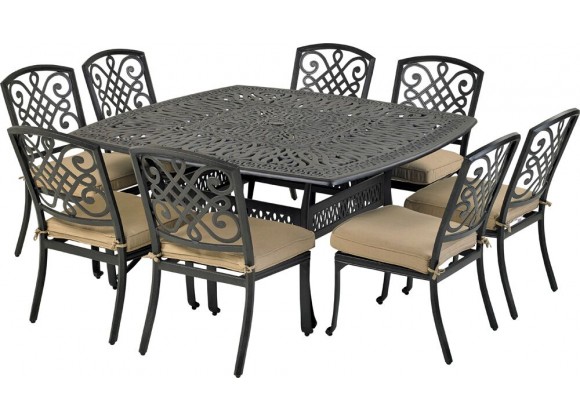 Bridgetown 9-Piece Dining Set - 8 Armless Chairs with 64" Square Dining Table