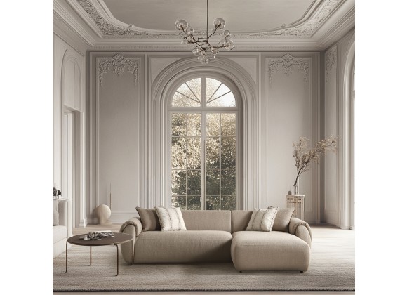 Flore Sectional in Taupe-Lifestyle 1