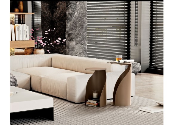 Whiteline Modern Living Willie Side Table In Gold Powder-Coated Metal - Lifestyle