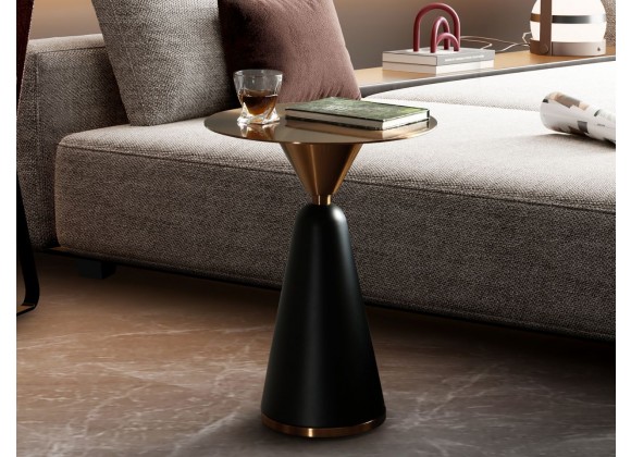 Whiteline Modern Living Zora Side Table In Brushed Stainless-Top - Lifestyle