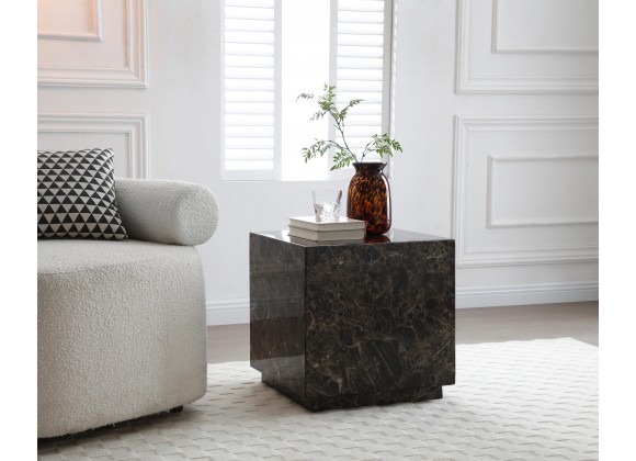 Iris Side Table in Dark Emperador-Lifestyle 1