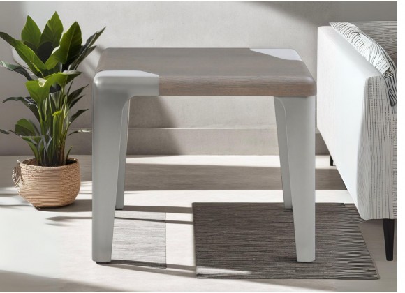 Elena Side Table in Light Gray- Lifestyle