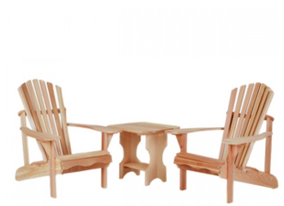 All Things Cedar 3 PieceWestern Red Cedar Adirondack Chair and Outdoor Cedar Table