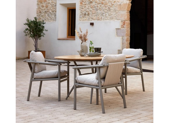 Cane-Line Sticks Armchair with Round Table Set