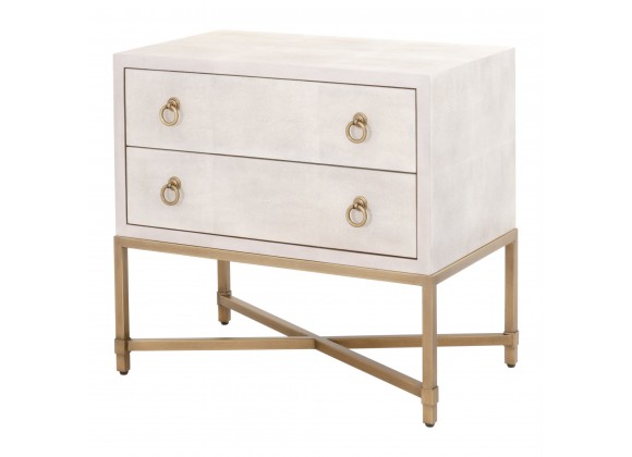 Strand Shagreen 2-Drawer Nightstand in White Shagreen - Front Side Angle