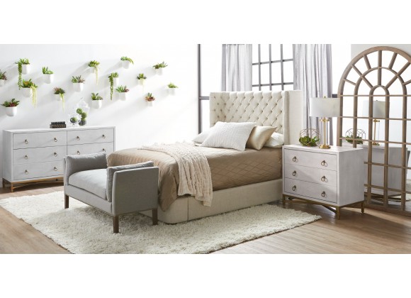 Strand Shagreen 3-Drawer Nightstand in White Shagreen - Lifestyle