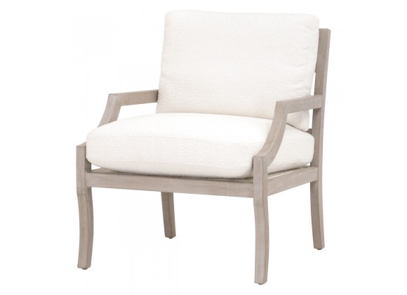 Essentials For Living Stratton Club Chair - Performance Boucle Snow, Natural Gray Beech - Front Side Angle