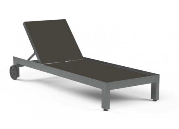 Sunset West Redondo Adjustable Chaise With Sling In Phifertex Alligator Alley(Dark Grey) Silo