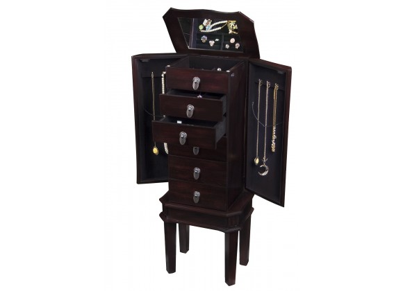 Bedford Jewelry Armoire - Brown - Drawers Opened