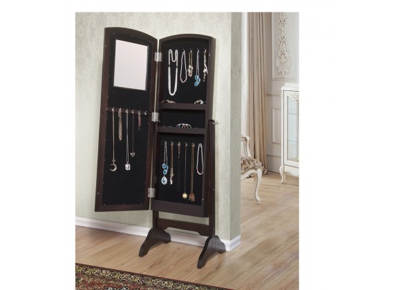 Abby Jewelry Armoire Cheval Mirror - Open