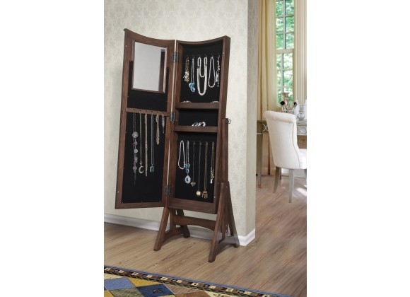 Bedford Classic Long Cheval Mirror Jewelry Cabinet Storage Armoire - Open