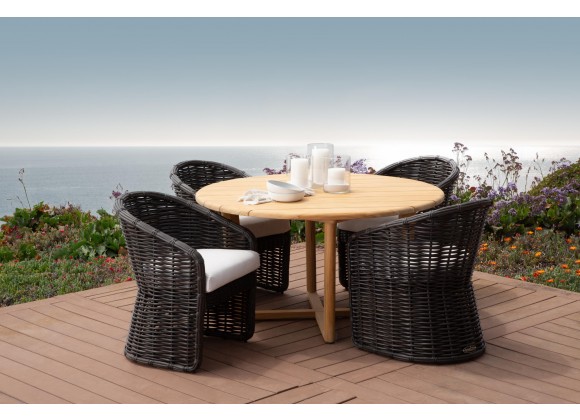 Sunset West Natural Teak 56" Round Dining Table - Lifestyle 3