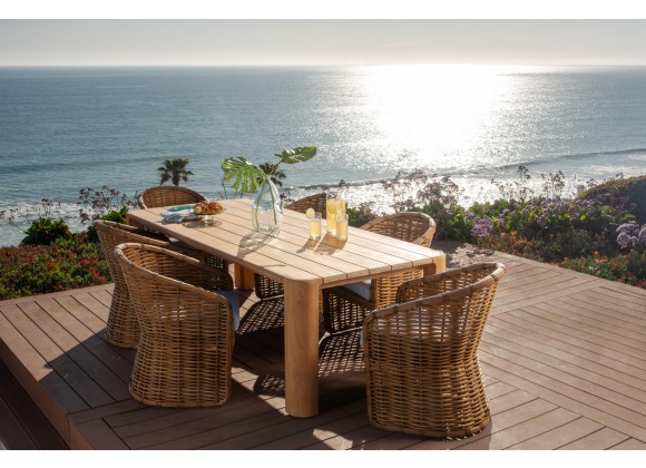 Sunset West Natural Teak 96" Dining Table - Lifestyle 1