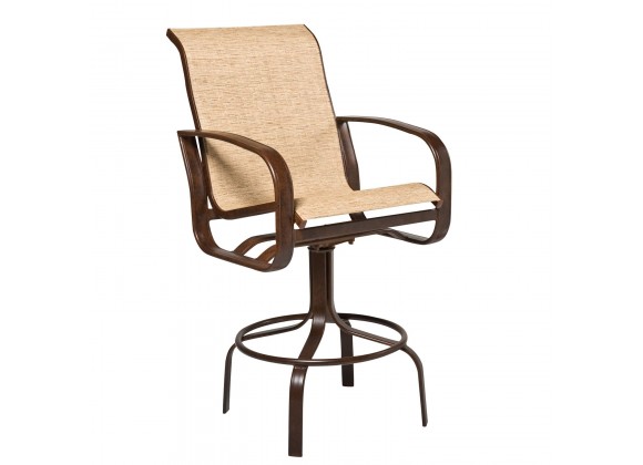 Woodard Cayman Isle Sling Swivel Bar Stool - Angled
