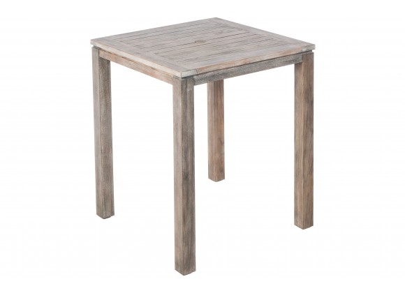 Alfresco Home Malvern 36" Square Wood Bar Table w/ Umbrella Hole - Front Side Angle