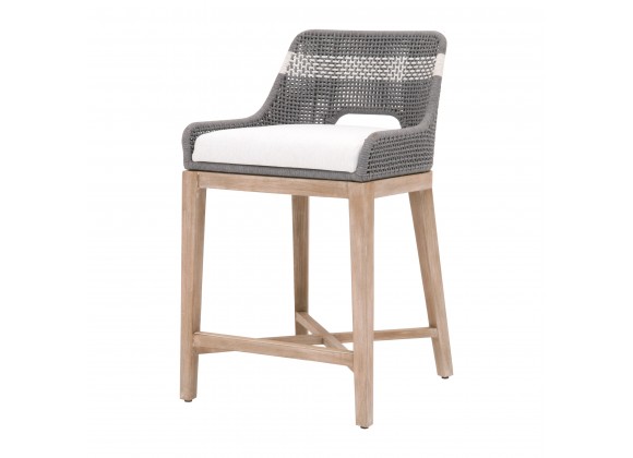 Essentials For Living Tapestry Counter Stool in Dove Flat Rope - Angled