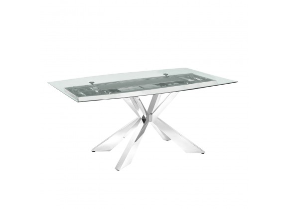 Casabianca ICON Non-extendable Frame Dining Table With Polished Stainless Steel Base