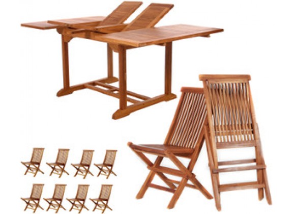 All Things Cedar 9pc. Extension Folding Chair Set