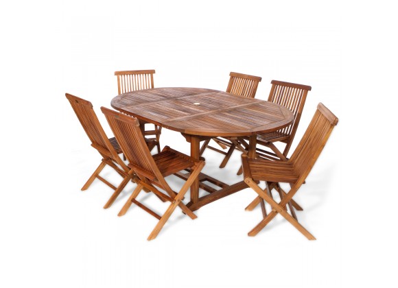 7-Piece Oval Folding Chair Set 